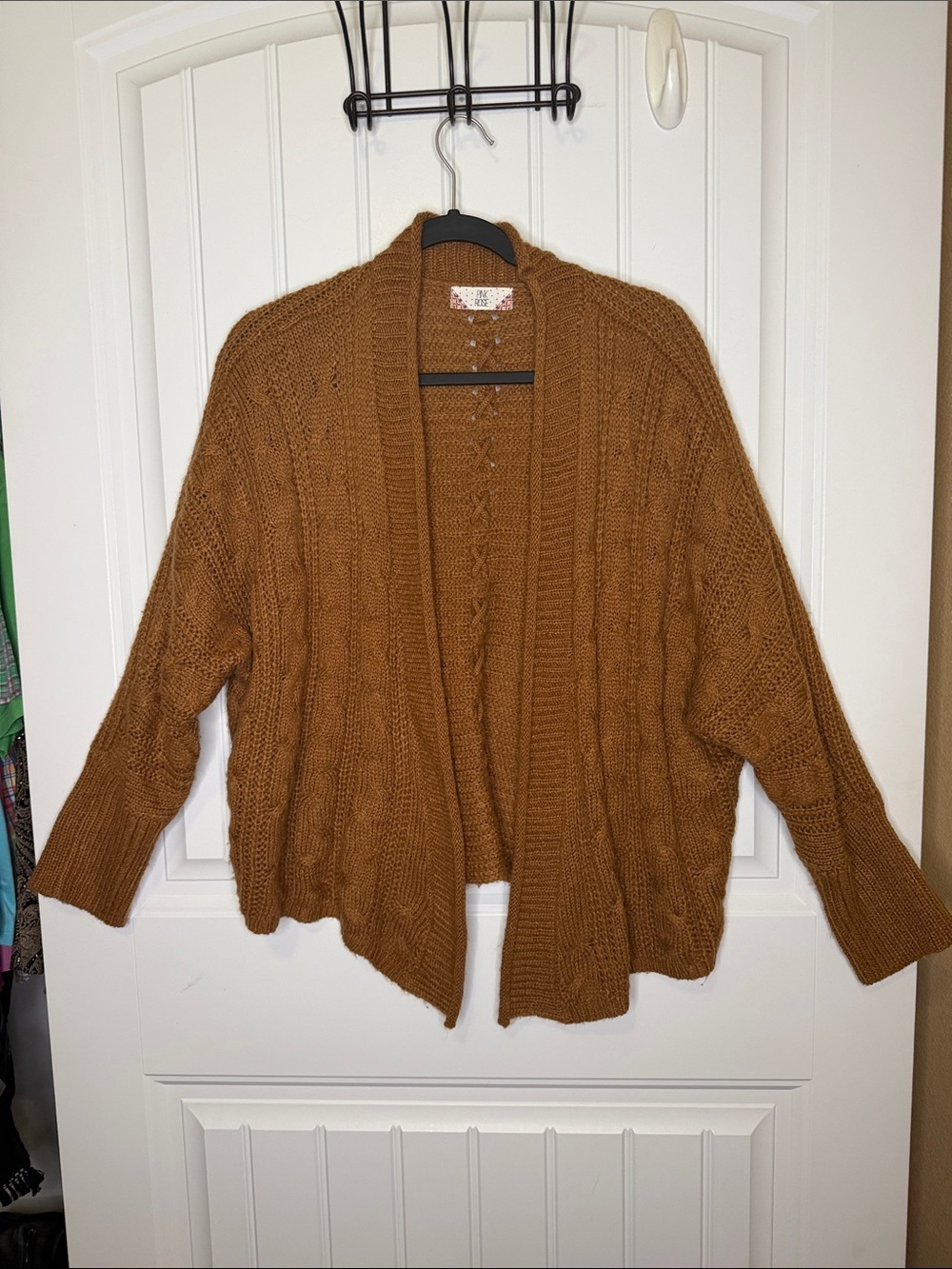 Pink Rose Women’s Brown Chunky Knit Open Front Cardigan Size XL